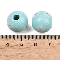 Printed Wood European Beads&nbsp;WOOD-G029-07D