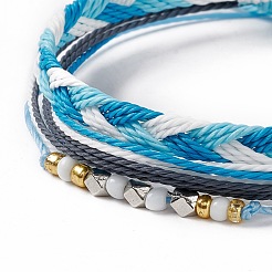 3Pcs 3 Style Plastic Braided Bead Bracelets Set&nbsp;BJEW-B065-10A