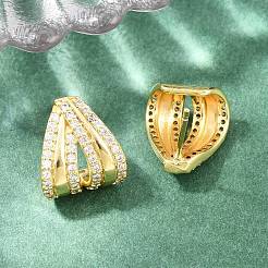Brass Micro Pave Cubic Zirconia Stud Earrings&nbsp;EJEW-G471-53G