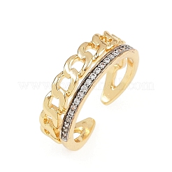 Brass Micro Pave Cubic Zirconia Cuff Rings&nbsp;RJEW-D326-07G
