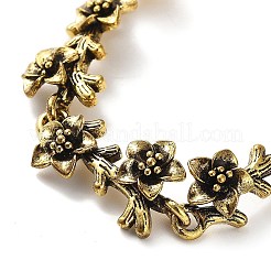 Vintage Alloy Flower Link Chain Bracelet for Women&nbsp;LS-BJEW-A140-02AG