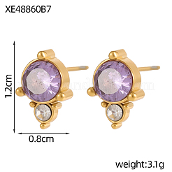 304 Stainless Steel Cubic Zirconia Stud Earrings&nbsp;STAS-OY009-15G