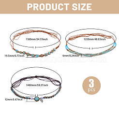 3Pcs 3 Styles Cotton with Glass & Plastic Beads Hat Bands&nbsp;DIY-CA0007-55