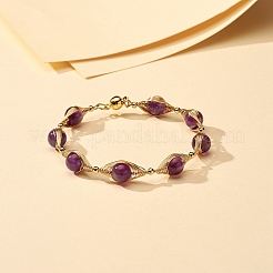 Healing Power Natural Amethyst Beaded Bracelets for Men Women&nbsp;X1-BJEW-TA00012-03