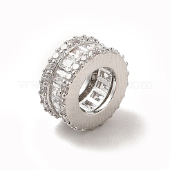 Rack Plating Brass Cubic Zirconia European Beads&nbsp;KK-G458-15P