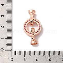 Rack Plating Round Ring Brass Micro Pave Cubic Zirconia Fold Over Clasps&nbsp;KK-F873-22RG-02A