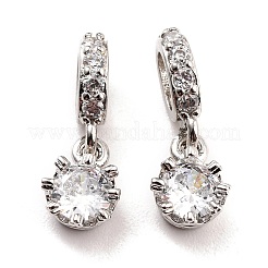 Brass Micro Pave Clear Cubic Zirconia Eropean Dangle Charms&nbsp;KK-A156-16P-RS