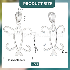 2Pcs 925 Sterling Silver Prongs Pendant Blank Fish Cabochon Settings&nbsp;STER-BC0002-60P