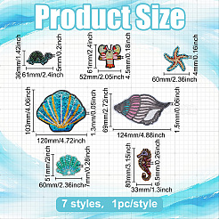 7Pcs 7 Styles Ocean Theme Cloth Sew on Patches&nbsp;DIY-PH0034-23