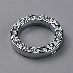 Alloy Crystal Rhinestone Spring Gate Rings&nbsp;FIND-WH0129-34A-P