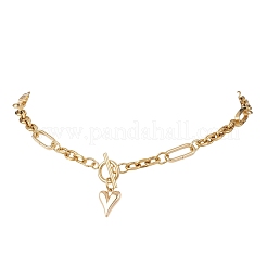 304 Stainless Steel Heart Pendant OT Necklaces for Women&nbsp;NJEW-JN05632