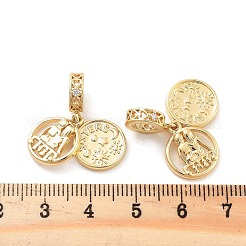 Rack Plating Brass Micro Pave Clear Cubic Zirconia Ruropean Dangle Charms&nbsp;KK-C063-11G