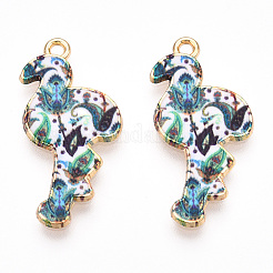 Printed Light Gold Tone Alloy Pendants&nbsp;ENAM-N056-210F