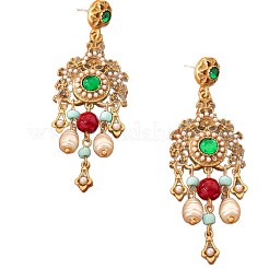 Flower Alloy Plastic Pearl Dangle Stud Earrings&nbsp;FS-WG21444-01