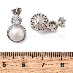Brass Micro Pave Cubic Zirconia Stud Earrings&nbsp;CU-CBABA66-08P