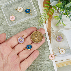 8Pcs 4 Colors Brass Enamel Pendants&nbsp;KK-HS0015-81