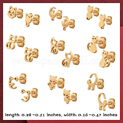 9 Pairs 9 Style 316 Surgical Stainless Steel Cute Kitten Stud Earrings for Women&nbsp;JE933A