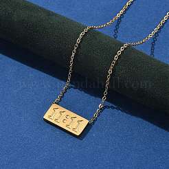 304 Stainless Steel 11:11 Number Rectangle Pendant Necklace with Cable Chains for Women&nbsp;NJEW-NH0001-04G