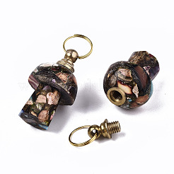 Assembled Synthetic Bronzite and Imperial Jasper Openable Perfume Bottle Pendants&nbsp;LS-G-S366-057D