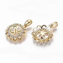 Brass Micro Pave Clear Cubic Zirconia Peg Bails Pendants&nbsp;KK-T062-11G-NF