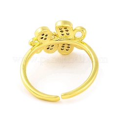 Butterfly Brass Micro Pave Clear Cubic Zirconia Open Cuff Rings for Women&nbsp;RJEW-U003-08G