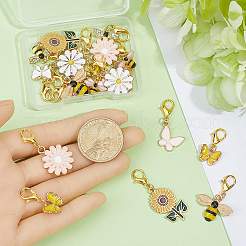 20Pcs 10 Styles Bees Flower Butterfly Alloy Enamel Pendant Decorations&nbsp;HJEW-BM0001-17