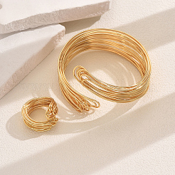 Elegant Brass Multi-layer Cuff Bangles & Rings Sets for Banquets and Parties&nbsp;TV3814