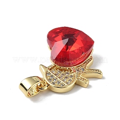 Real 18K Gold Plated Rack Plating Brass Micro Pave Clear Cubic Zirconia Pendants&nbsp;KK-C015-21G-14