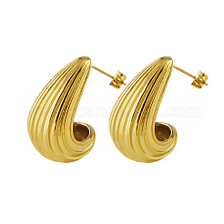 Stainless Steel Textured Teardrop Stud Earrings&nbsp;PU5820-1