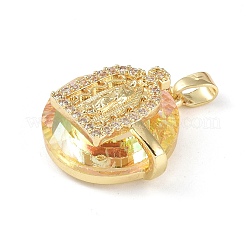 Brass Cubic Zirconia with Glass Pendents&nbsp;KK-Q815-12G