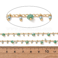 Brass & Glass Beaded Chain&nbsp;KK-CBA3B44-05G
