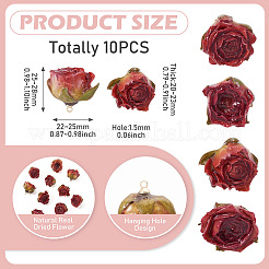 10Pcs Preserved Rose Pendants&nbsp;KY-TA0001-59C