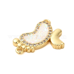 Rack Plating Brass Micro Pave Clear Cubic Zirconia Footprint Links Connector Charms&nbsp;KK-K385-111G