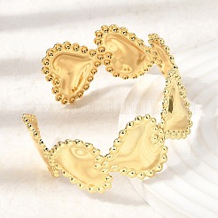 Heart Brass Cuff Bangles for Women&nbsp;BJEW-Z163-01G