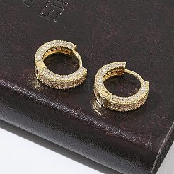 Brass Micro Pave Cubic Zirconia Hoop Earrings for Women&nbsp;EJEW-A167-19G-02
