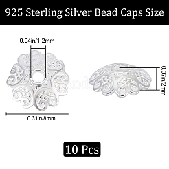 10Pcs 925 Sterling Silver Bead Caps&nbsp;STER-CN0001-37
