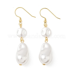Electroplated 304 Stainless Steel Imitation Pearl Nuggets Dangle Earrings&nbsp;EJEW-Z129-08G