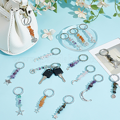 15Pcs Natural Gemstone & Alloy Keychain&nbsp;KEYC-PH01561