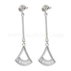 Fan Brass Micro Pave Clear Cubic Zirconia Dangle Stud Earrings&nbsp;EJEW-F383-12P