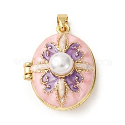 Brass Enamel Locket Pendants&nbsp;KK-F912-04A-G