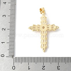 Brass Micro Pave Cubic Zirconia Cross Pendants&nbsp;ZIRC-I071-04G-02