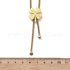 304 Stainless Steel Crystal Rhinestone Clover Lariat Necklaces&nbsp;NJEW-V001-11G