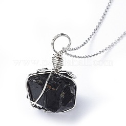 Natural Tourmaline Pendant Necklaces&nbsp;NJEW-JN02424