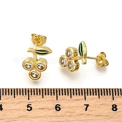 Brass Brass Micro Pave Cubic Zirconia Stud Earrings&nbsp;EJEW-F383-02G-02
