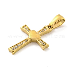 Ion Plating(IP) 304 Stainless Steel Cubic Zirconia Pendants&nbsp;STAS-C102-05G