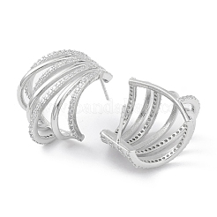 Hollow Fan Rack Plating Brass Cubic Zirconia Stud Earrings for Women&nbsp;EJEW-K245-08P