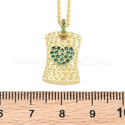 Brass Micro Pave Cubic Zirconia Rectangle with Heart Pendant Adjustable Slider Necklaces&nbsp;KK-CBA4547-08G-02
