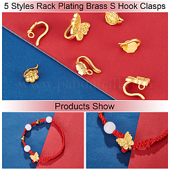 20Pcs 5Style Rack Plating Brass S Hook Clasps&nbsp;KK-PH0004-18