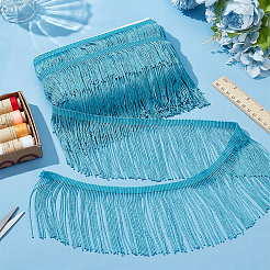 Polyester Tassel Lace Edge Trim Ribbon&nbsp;OCOR-WH0101-118A