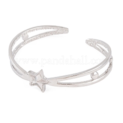 Star Zinc Alloy Hollow Open Cuff Bangles for Women&nbsp;BJEW-L688-01P